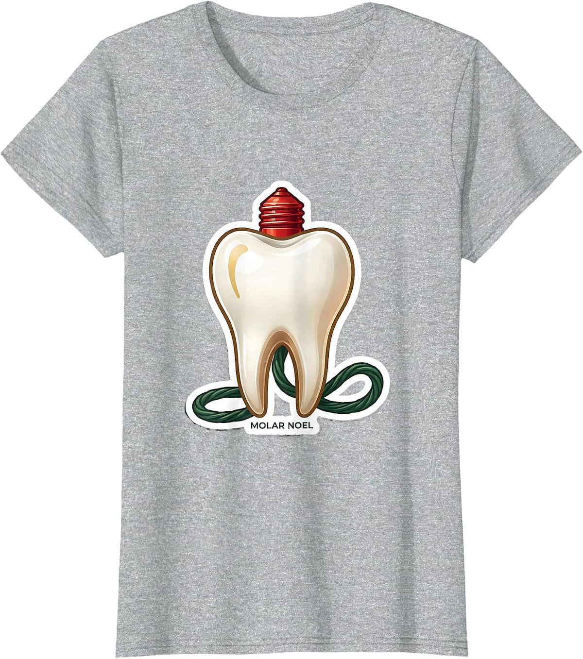 Women's Molar Noel Funny Dentist Dental Hygienist Christmas T-Shirt - Heather Grey