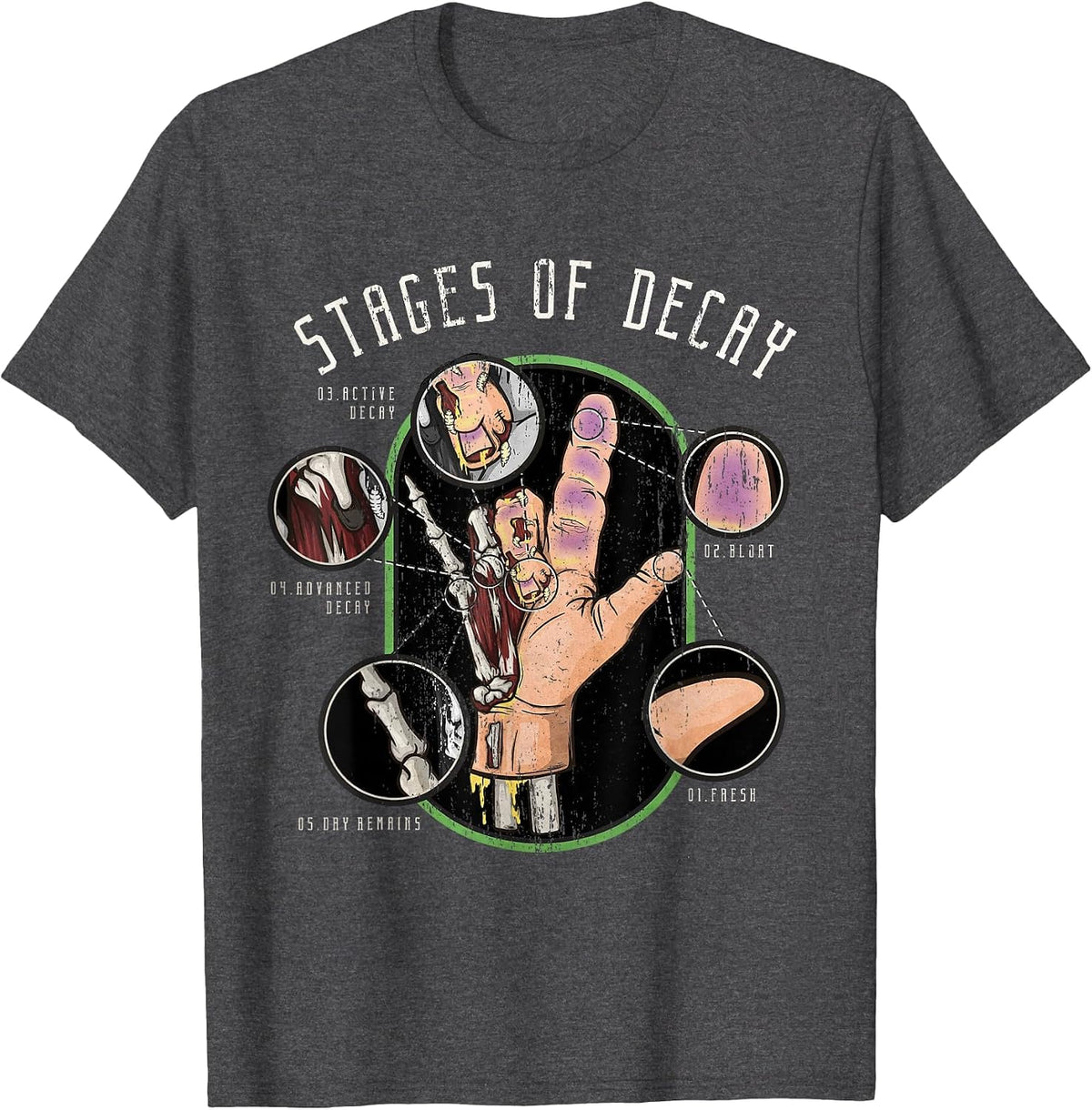 Funeral Director Decaying Hand - Forensics Pathology T-Shirt - Dark Heather Grey