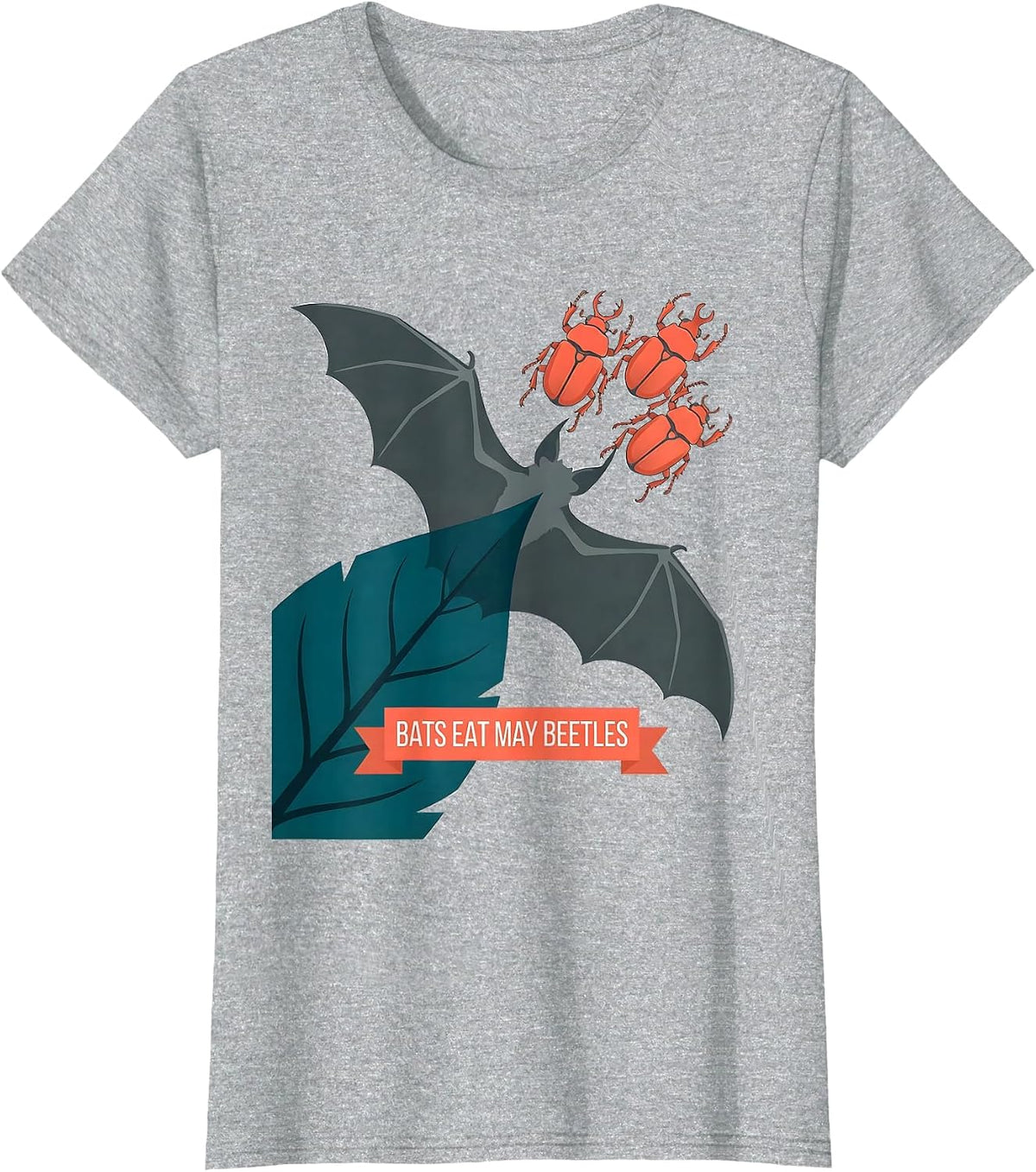 Bats Eat May Beetles Funny Bat Lover Wildlife Conservation T-Shirt - Heather Grey