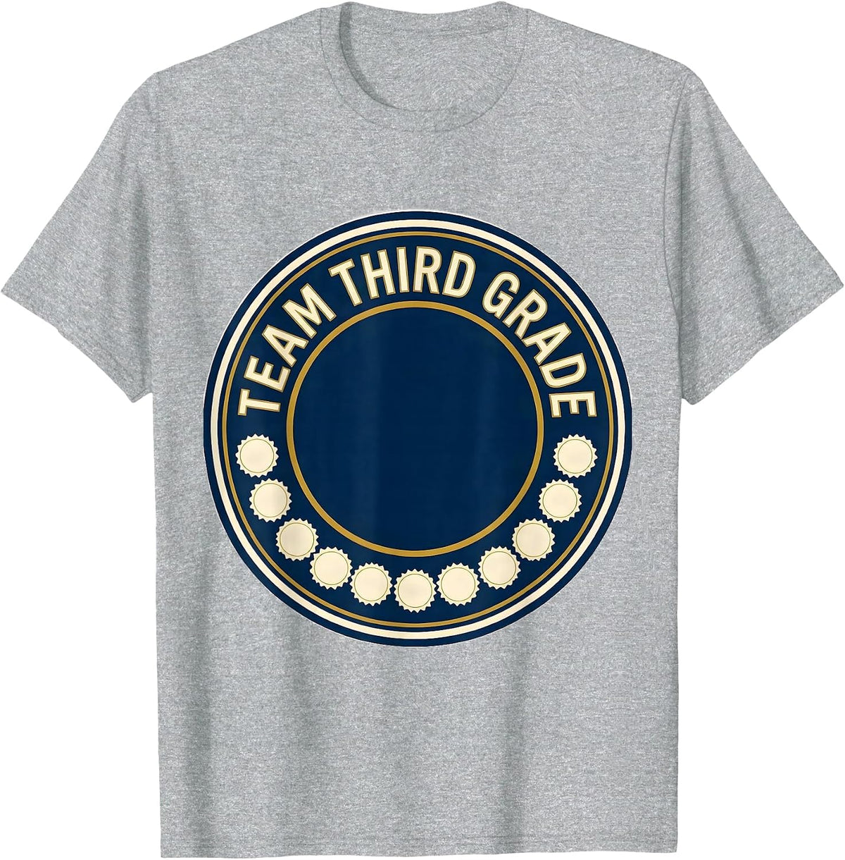 Men's Team Third Grade Wholesome Teacher Back To School Emblem T-Shirt - Heather Grey