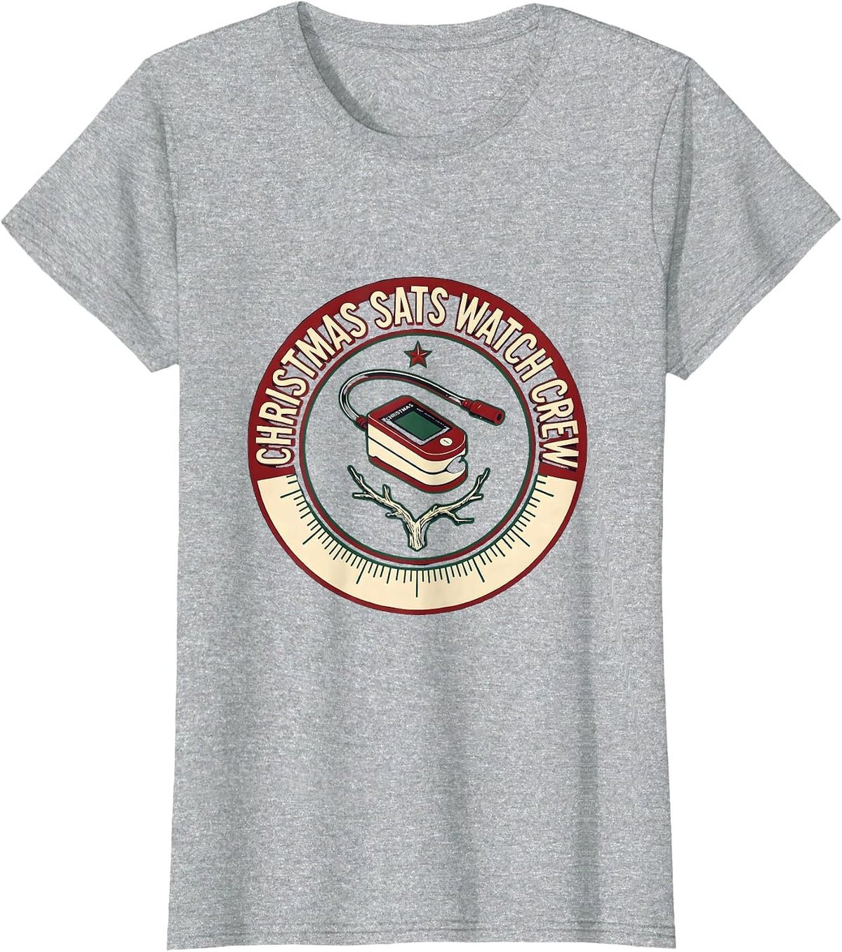Christmas Sats Watch Crew Respiratory Therapist RT T-Shirt - Heather Grey