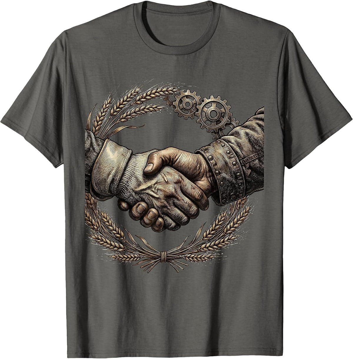 We The People Farmer and Factory Worker Unity T-Shirt - Asphalt Grey