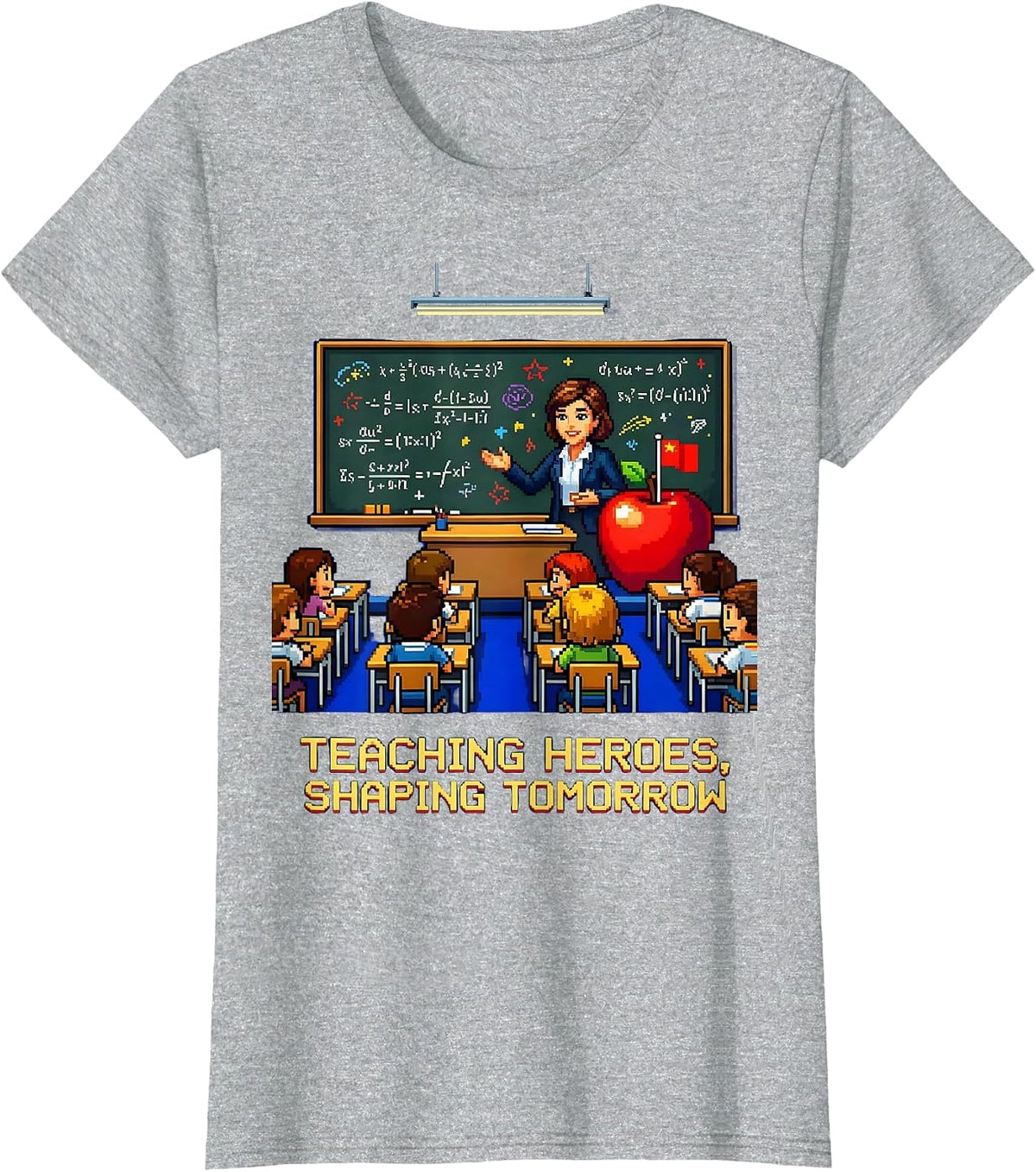 Women's Teaching Heroes Shaping Tomorrow Labor Day Design T-Shirt - Heather Grey