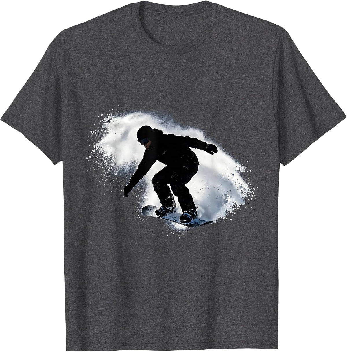 Men's Snowboarder Powder Spray Carving Graphic T-Shirt - Dark Heather Grey