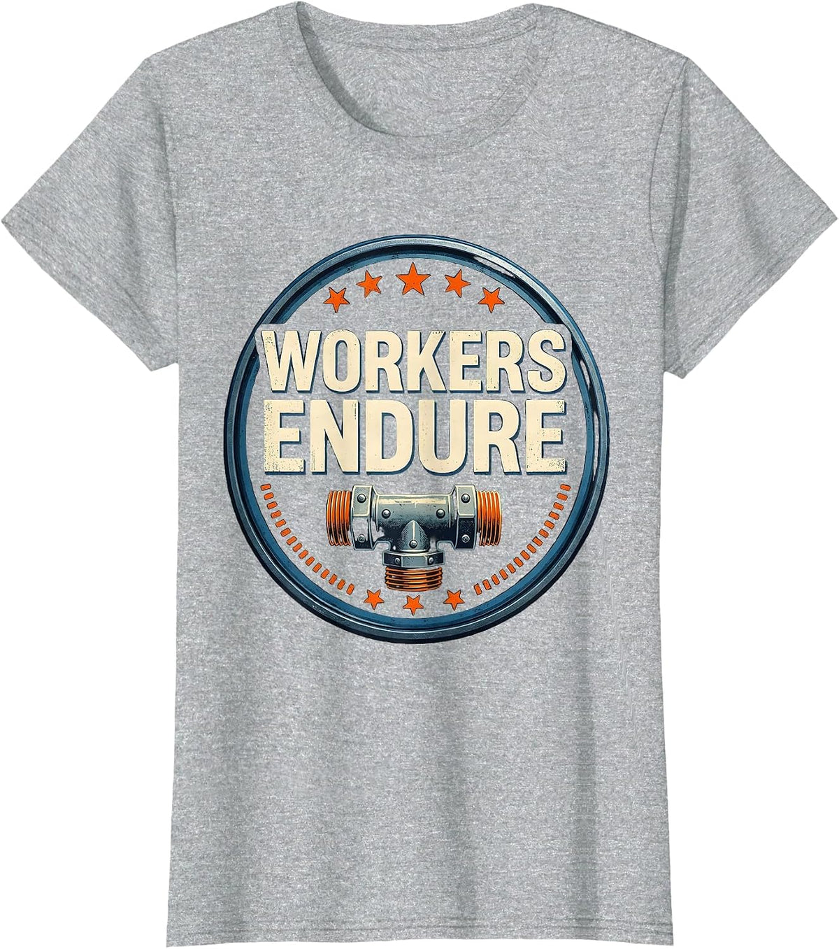 Workers Endure Stencil Union Worker Solidarity Skilled T-Shirt - Heather Grey