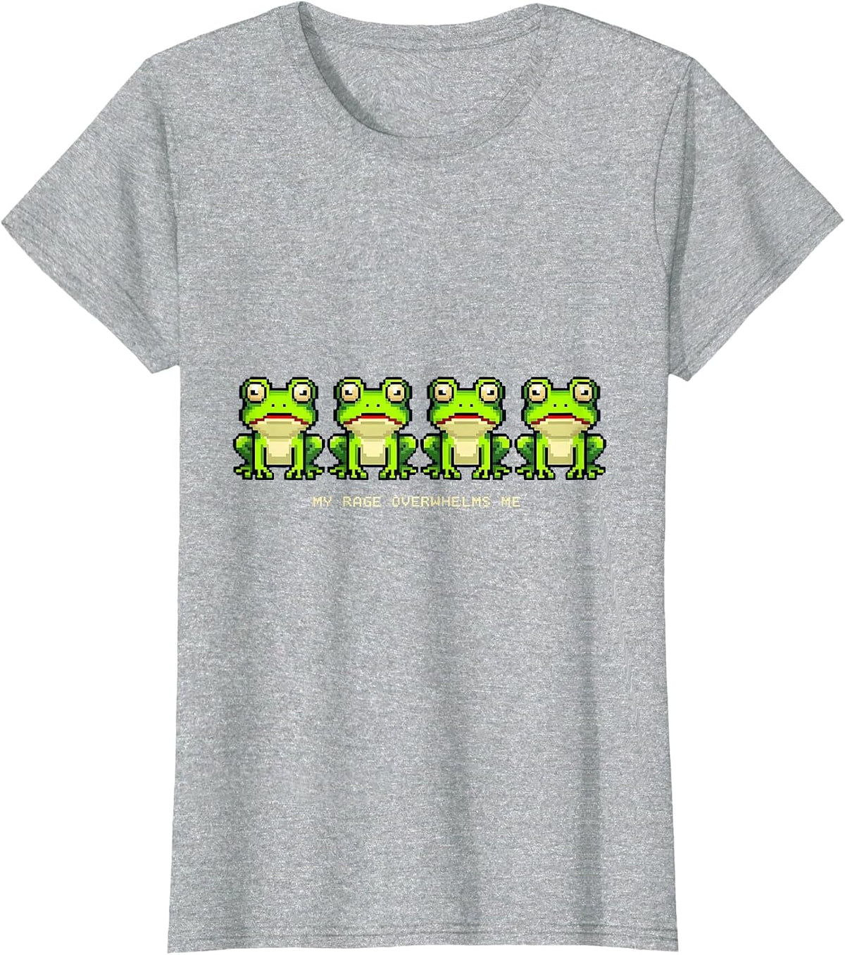 Women's My Rage Overwhelms Me Pixel Art Funny Frog Meme Humor T-Shirt - Heather Grey