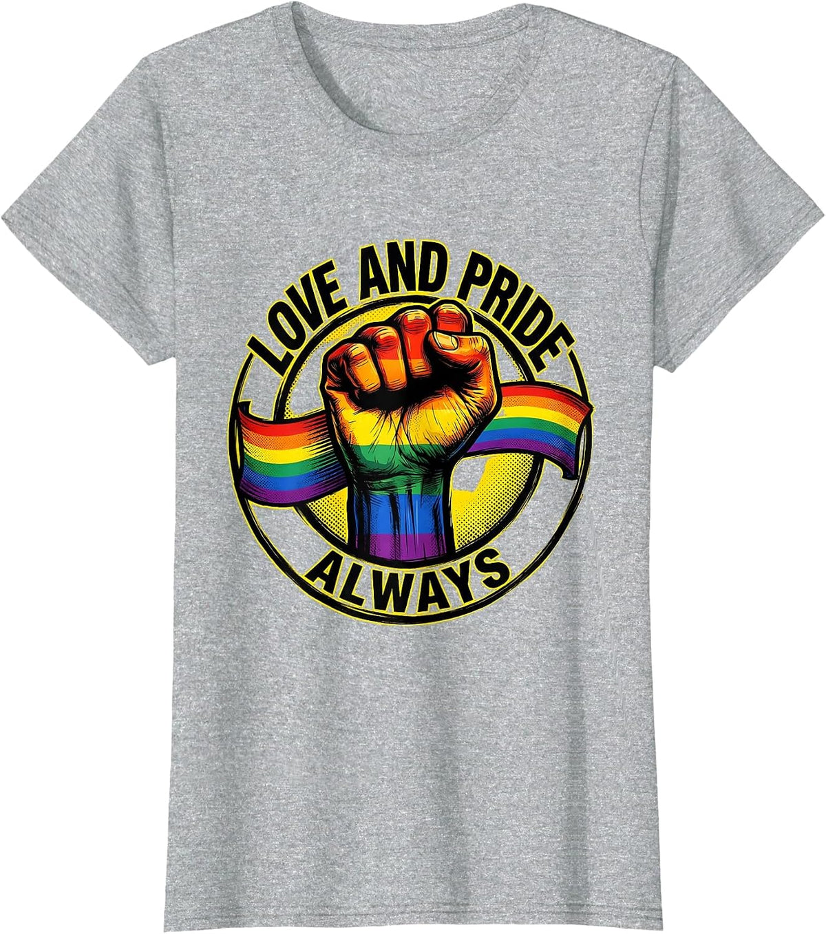 Love and Pride Always Pride Flag Design T-Shirt - Heather Grey