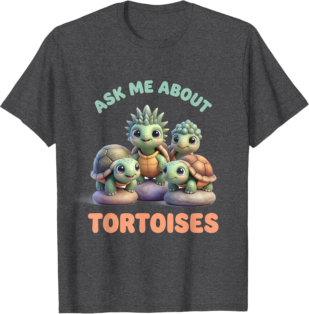 Men's Ask Me About Tortoises Cute Kawaii Reptile Lover Gift T-Shirt - Dark Heather Grey