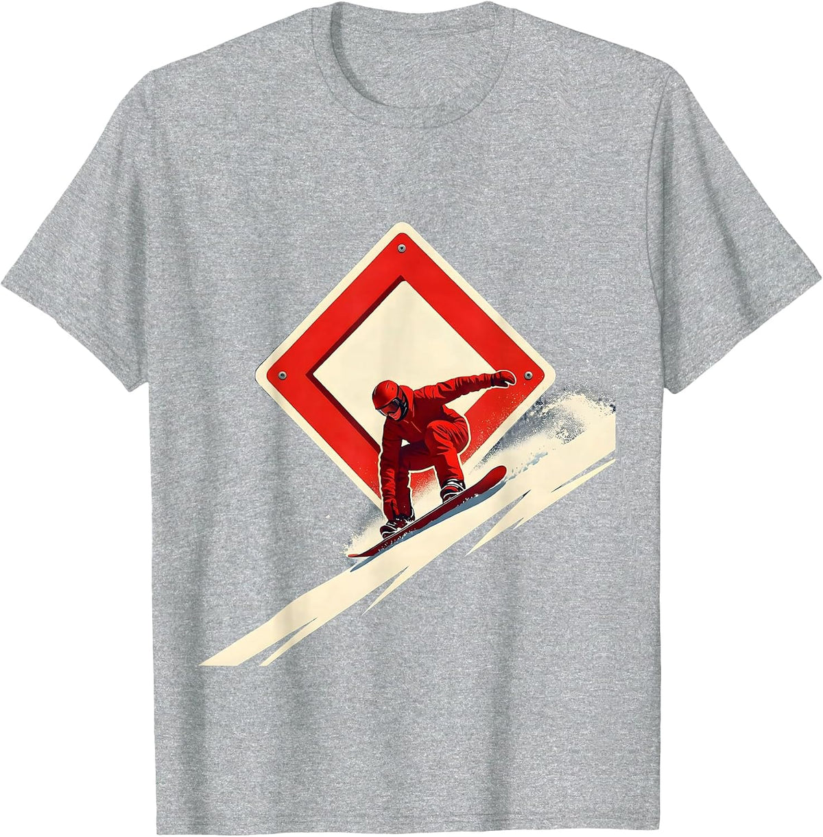 Men's Double Diamond Snowboarder Ski Dad Winter Humor T-Shirt - Heather Grey