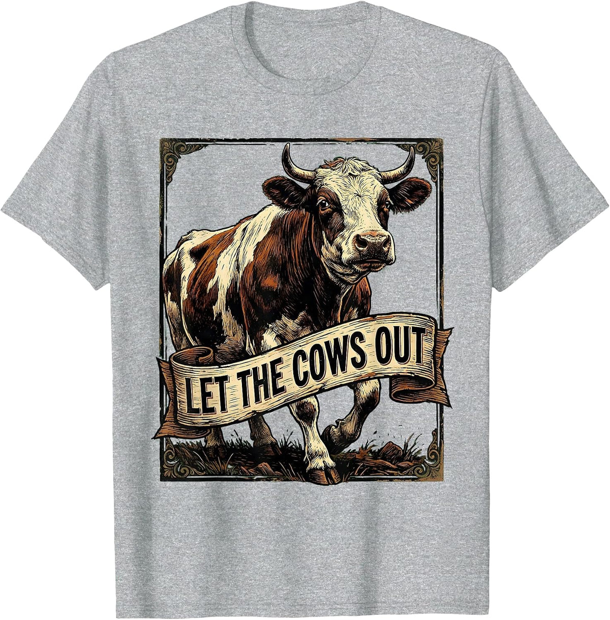 Men's Let the Cows Out Funny Farm Life Design T-Shirt - Heather Grey