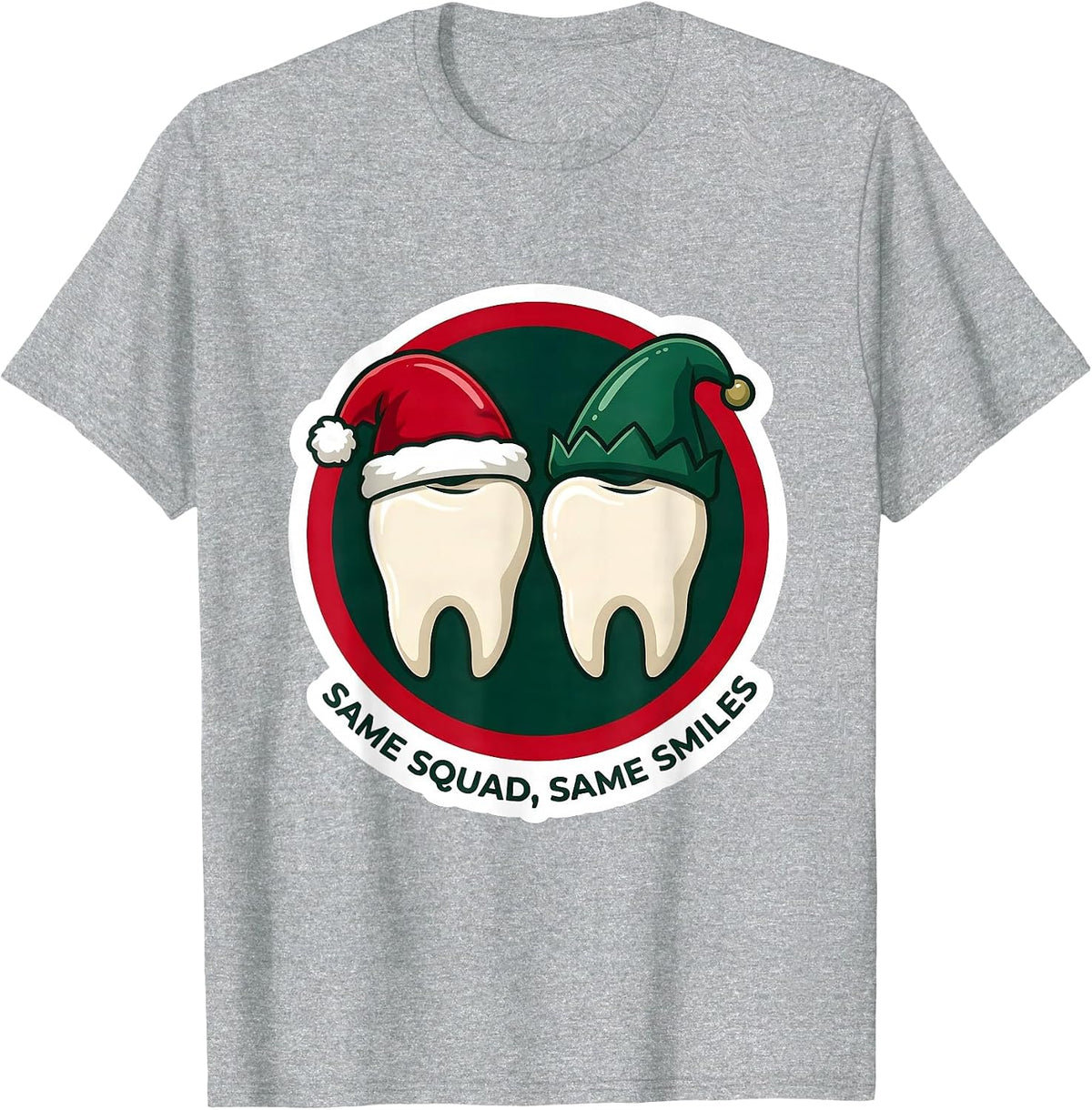 Men's Same Squad, Same Smiles Funny Dental Christmas Dental Team T-Shirt - Heather Grey