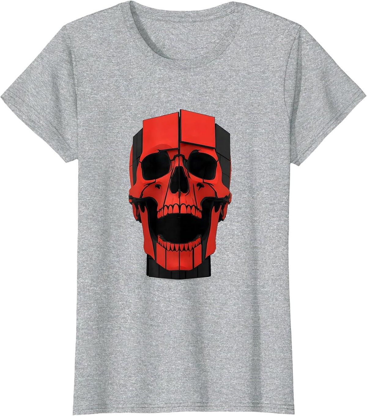Screaming Skull Gothic Horror Alt Aesthetic Creature T-Shirt - Heather Grey