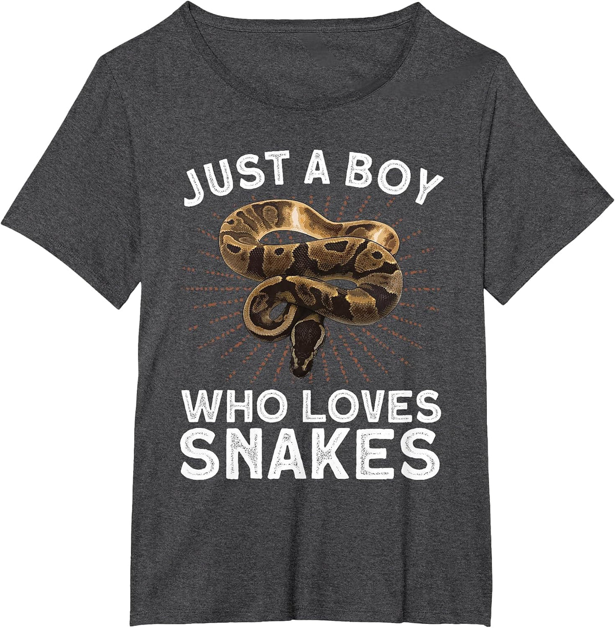 Funny Snake Art for Boys Kids Men Reptile Animal Snake Lover T-Shirt - Dark Heather Grey