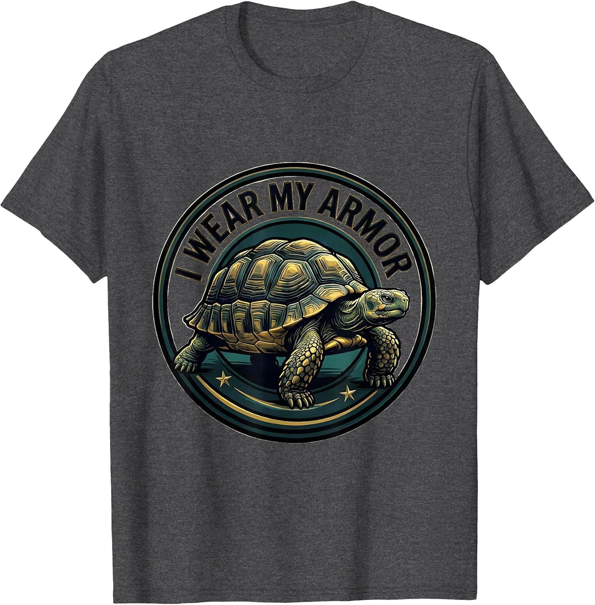 Men's I Wear My Armor Funny Tortoise Lover Pet Owner Humor T-Shirt - Dark Heather Grey