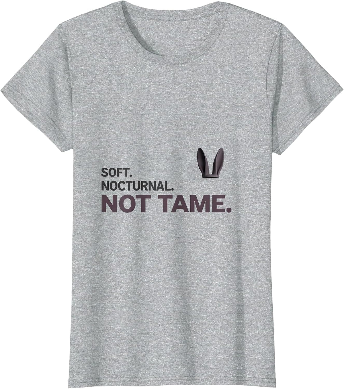 Soft. Nocturnal. Not Tame Minimalist Bunny Rabbit Alt Goth T-Shirt - Heather Grey