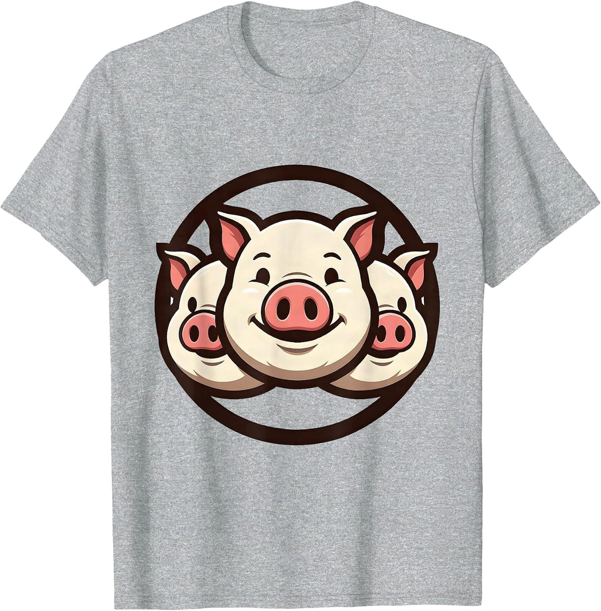 Men's Pig Mascot Logo Funny Pig Lover Novelty Humor T-Shirt - Heather Grey