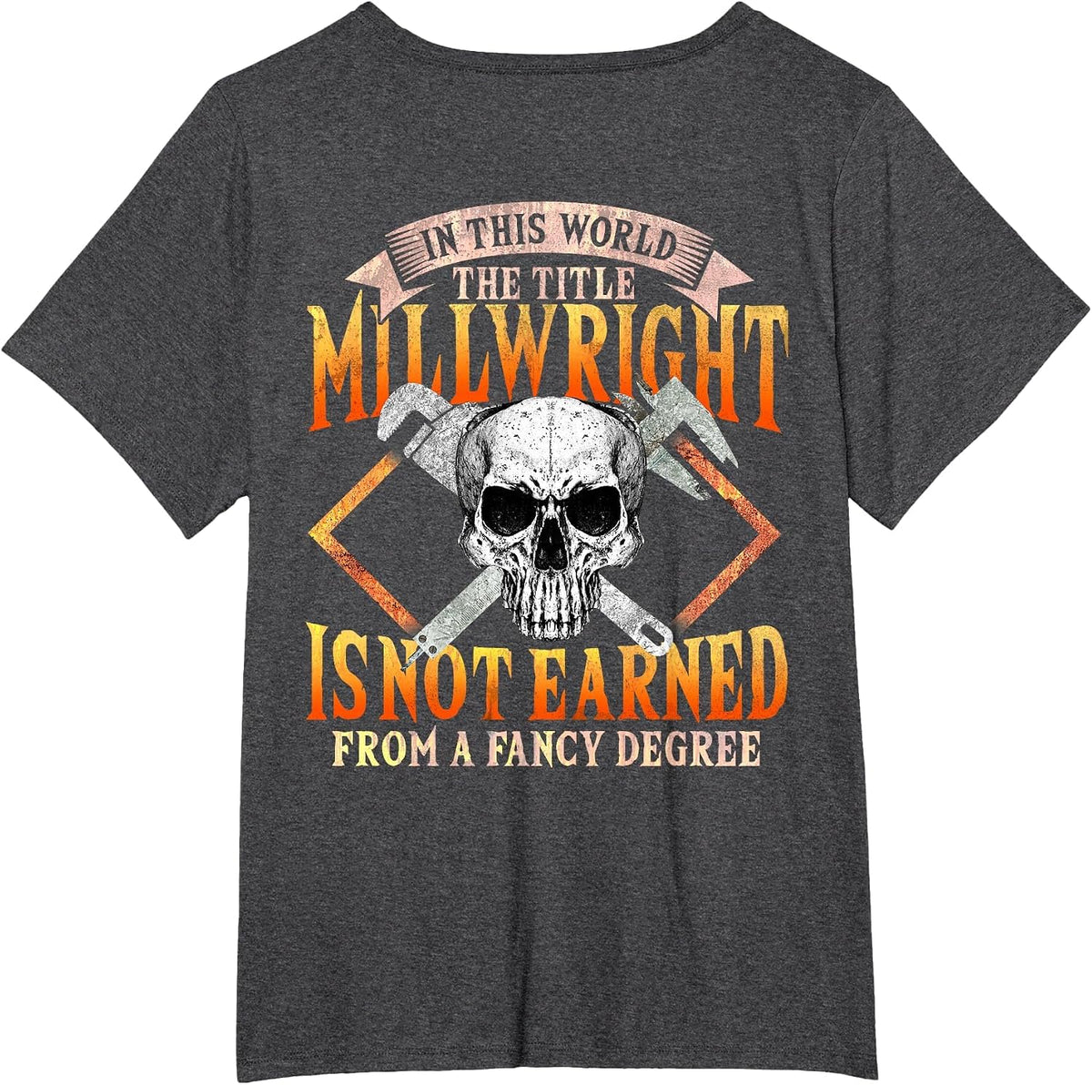 Millwright Image On Back of Clothing T-Shirt - Dark Heather Grey