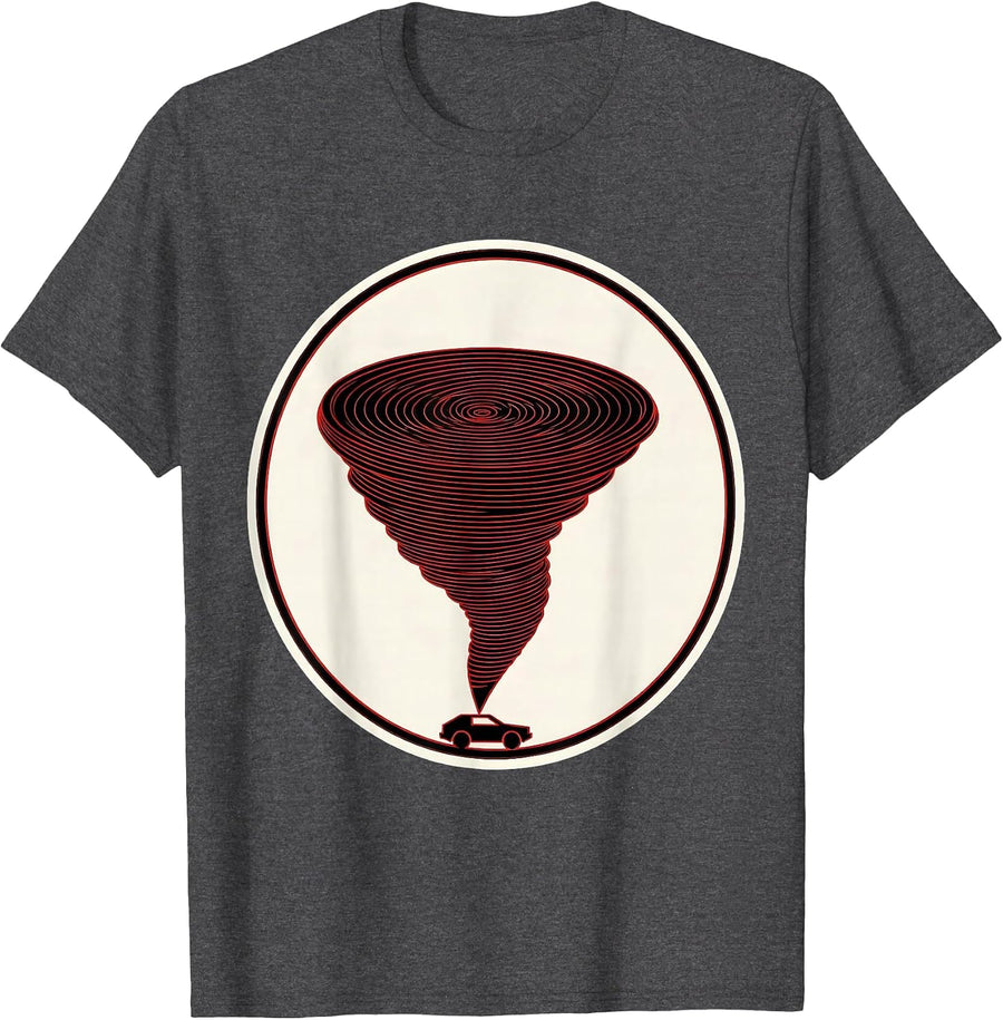 Men's Tornado Chaser Badge Storm Meteorology Enthusiast Humor T-Shirt - Dark Heather Grey