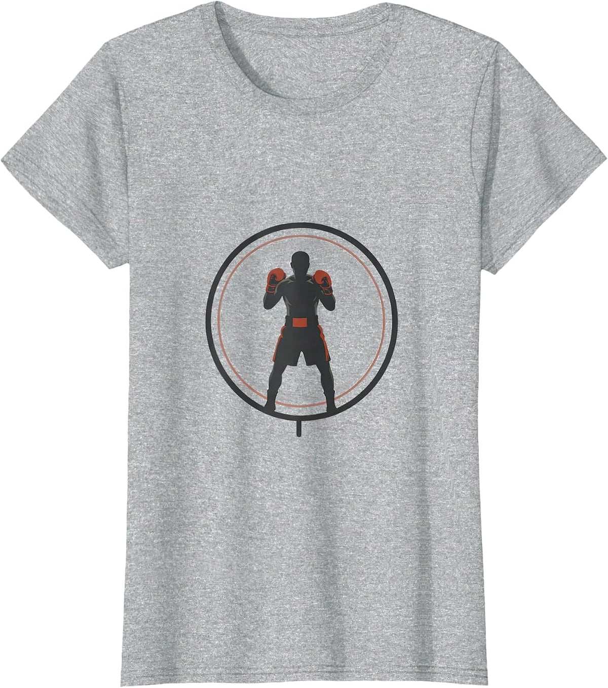 Boxer Silhouette Minimalist Gym Badge Boxing Enthusiast T-Shirt - Heather Grey