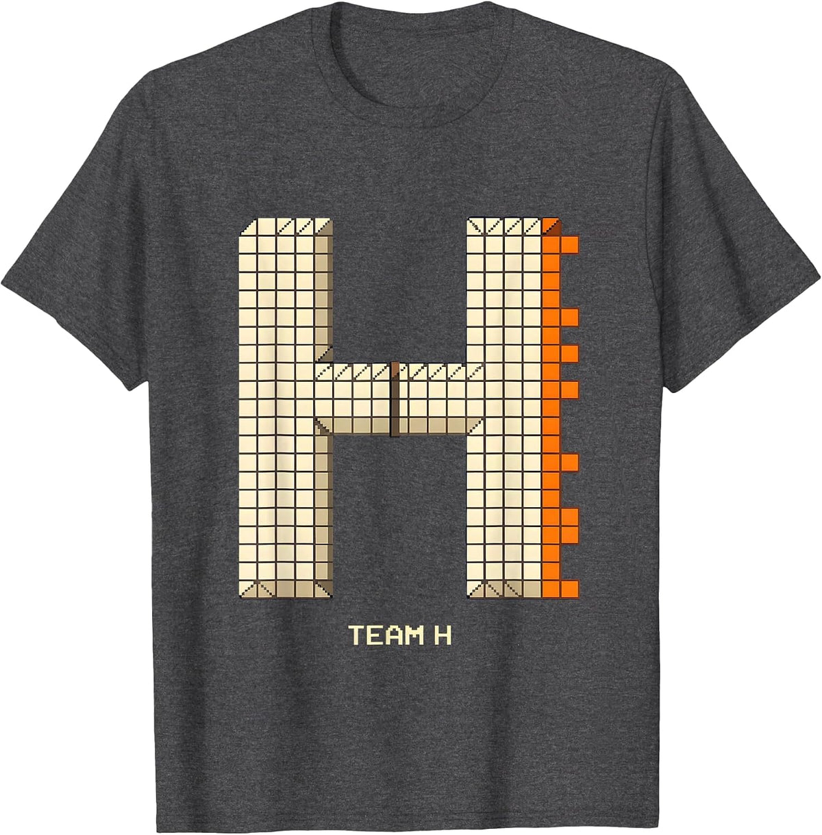 Team H Pixel Art Funny Group Halloween Matching Costume T-Shirt - Dark Heather Grey