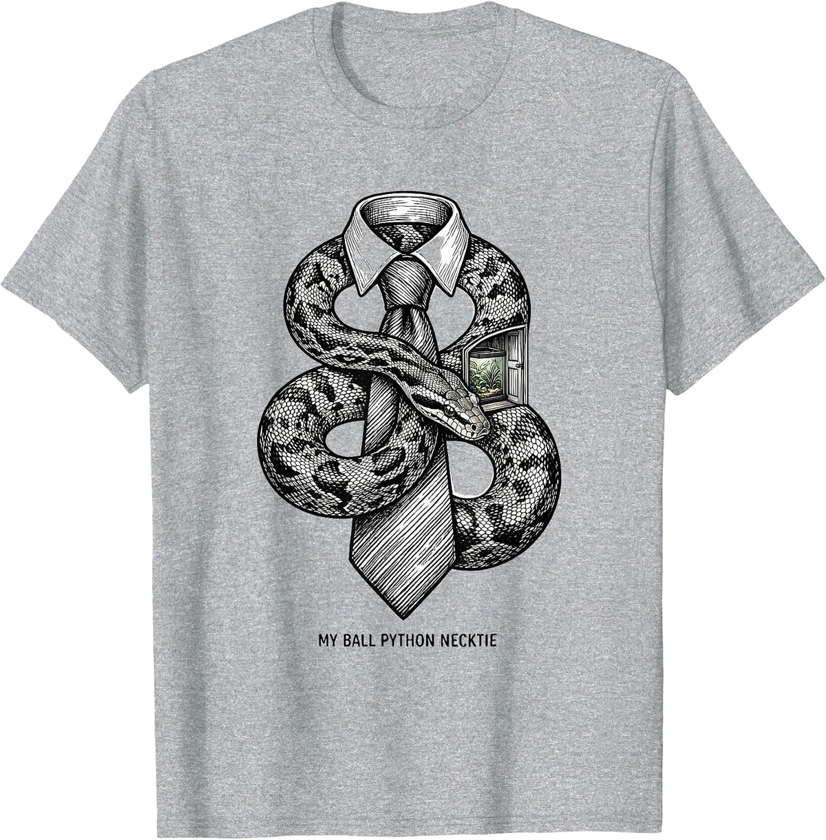 Men's My Ball Python Necktie Funny Reptile Lover Pet Keeper Humor T-Shirt - Heather Grey