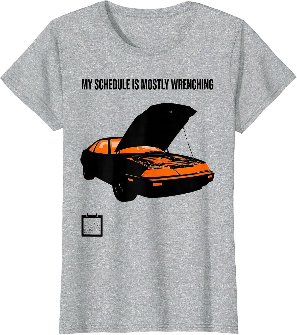 Women's My Schedule Is Mostly Wrenching Funny Car Enthusiast Car Guy T-Shirt - Heather Grey