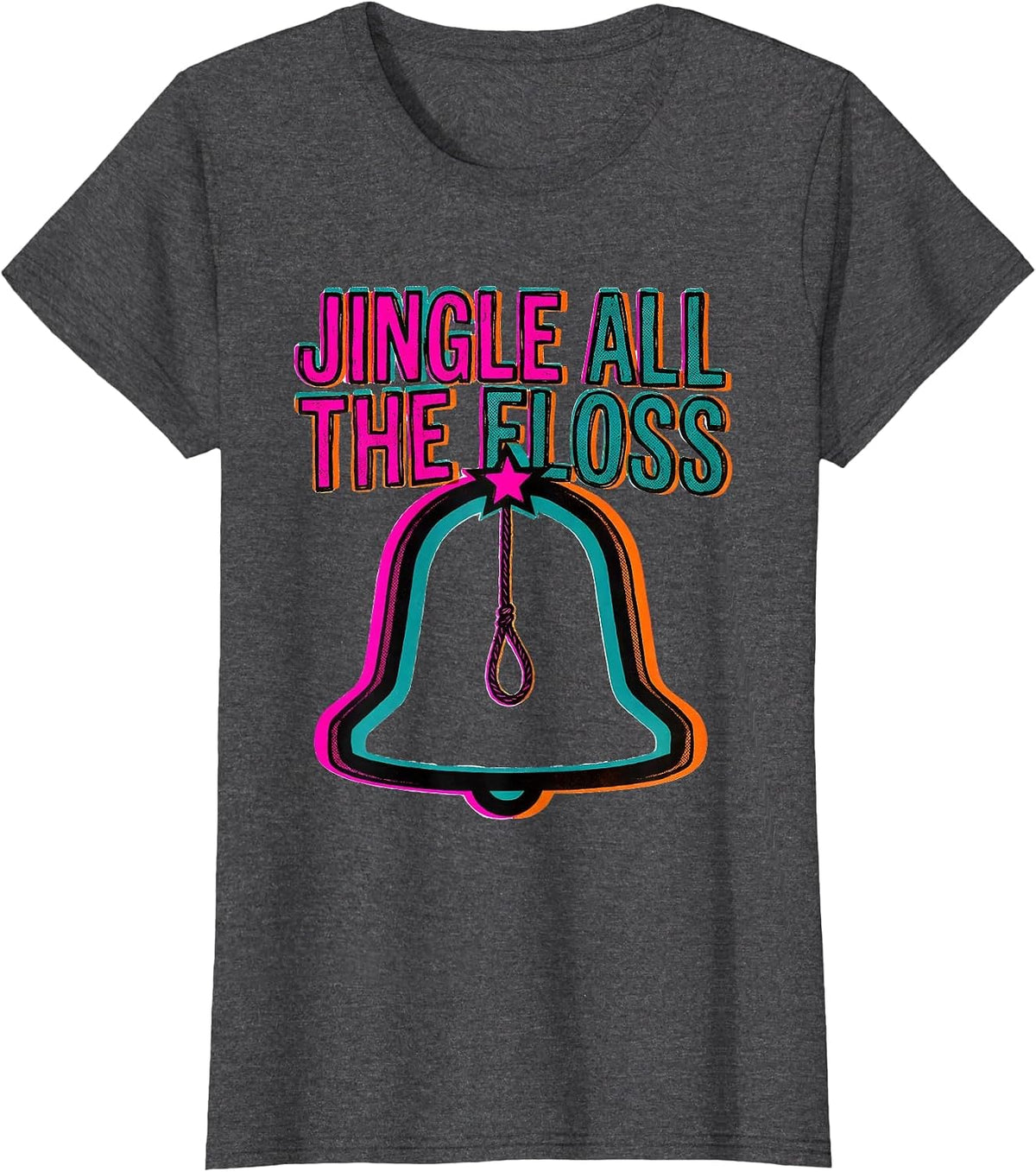 Women's Jingle All The Floss Funny Dental Christmas Dentist T-Shirt - Dark Heather Grey