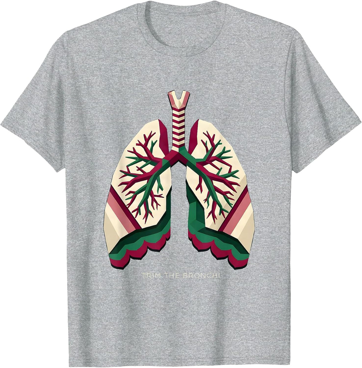 Men's Trim The Bronchi Funny Respiratory Therapist Christmas Lung T-Shirt - Heather Grey