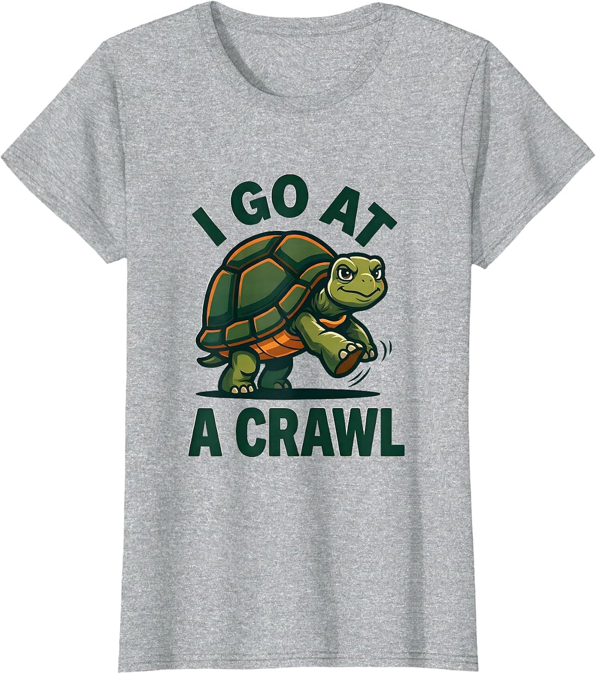 Women's I Go At A Crawl Funny Tortoise Lover Pet Humor T-Shirt - Heather Grey