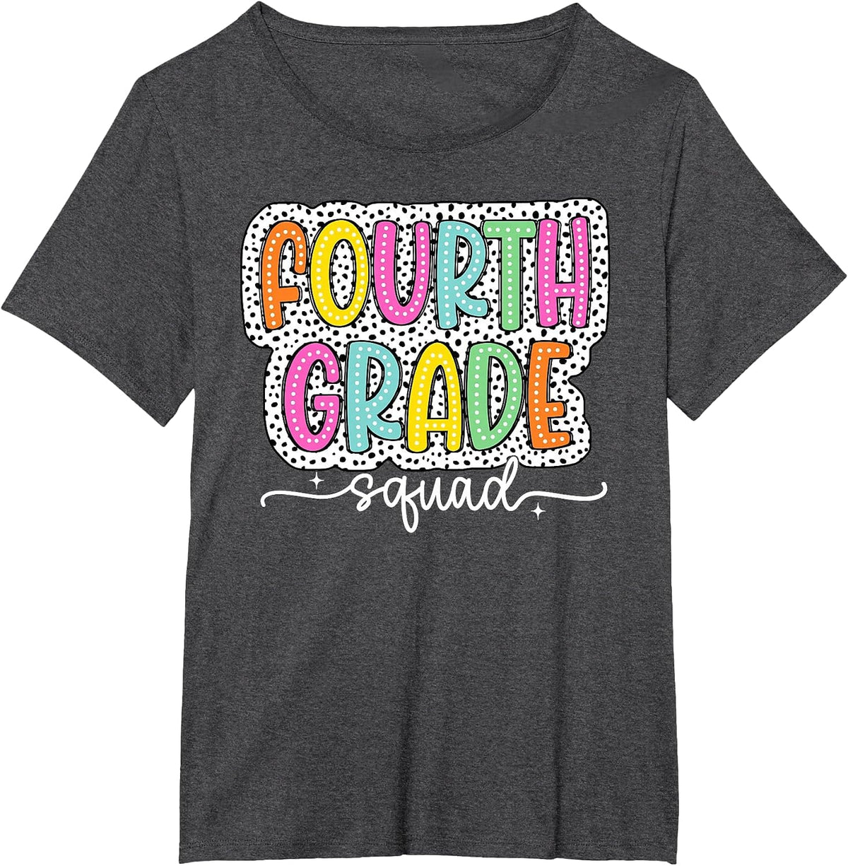 4th Fourth Grade Squad Back to School Dalmatian Dots T-Shirt - Dark Heather Grey