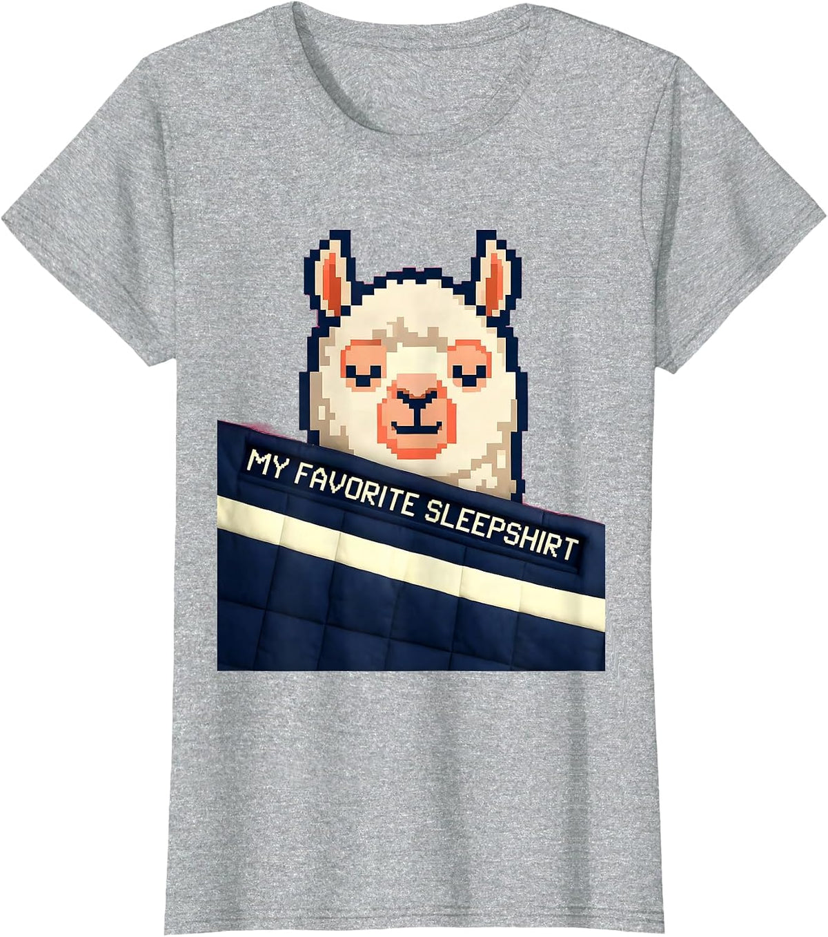 My Favorite Sleepshirt Cute Pixel Art Alpaca Kids Sleepwear T-Shirt - Heather Grey