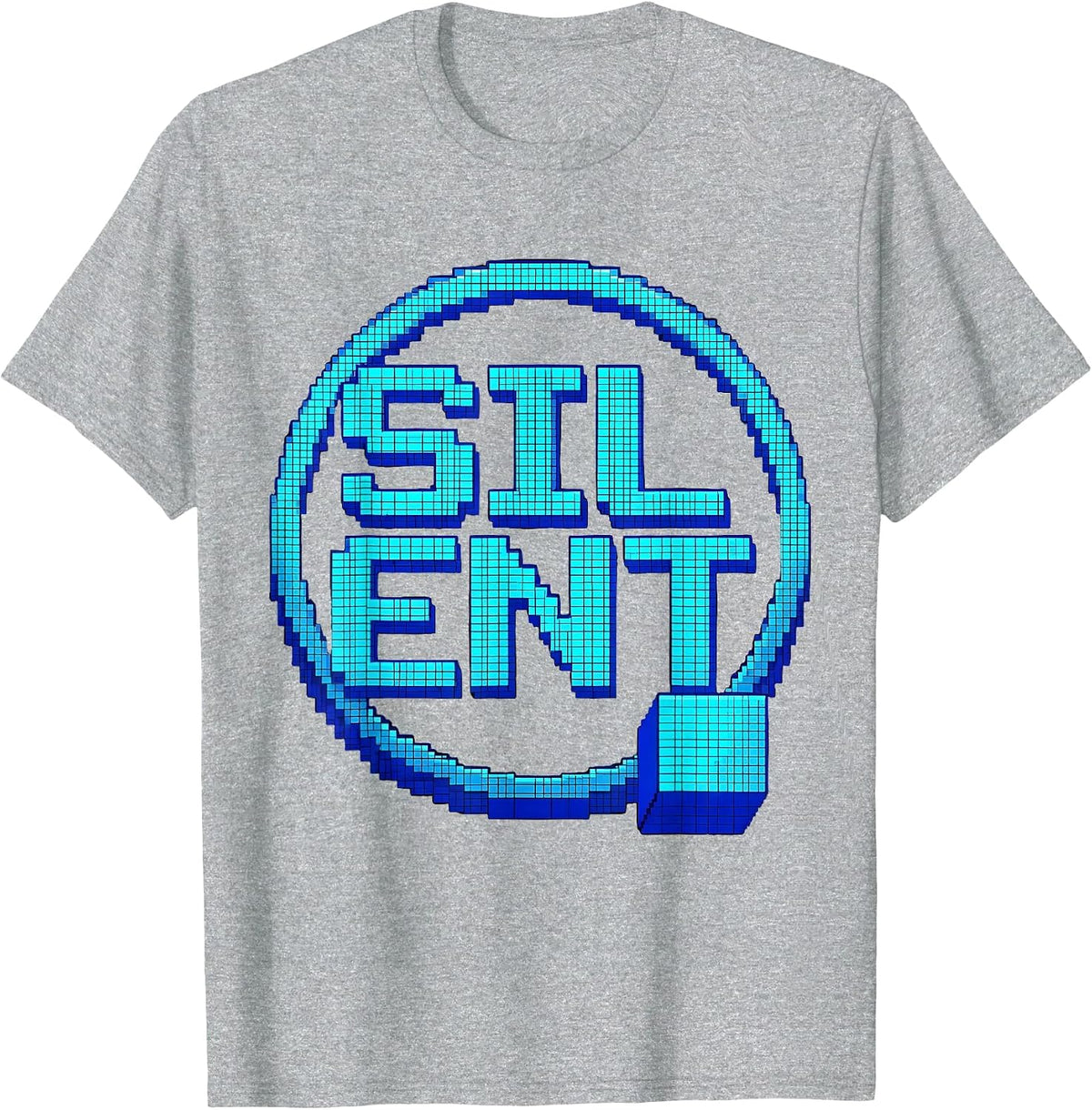 Men's Silent Pixel Art Funny Quirky Statement T-Shirt - Heather Grey