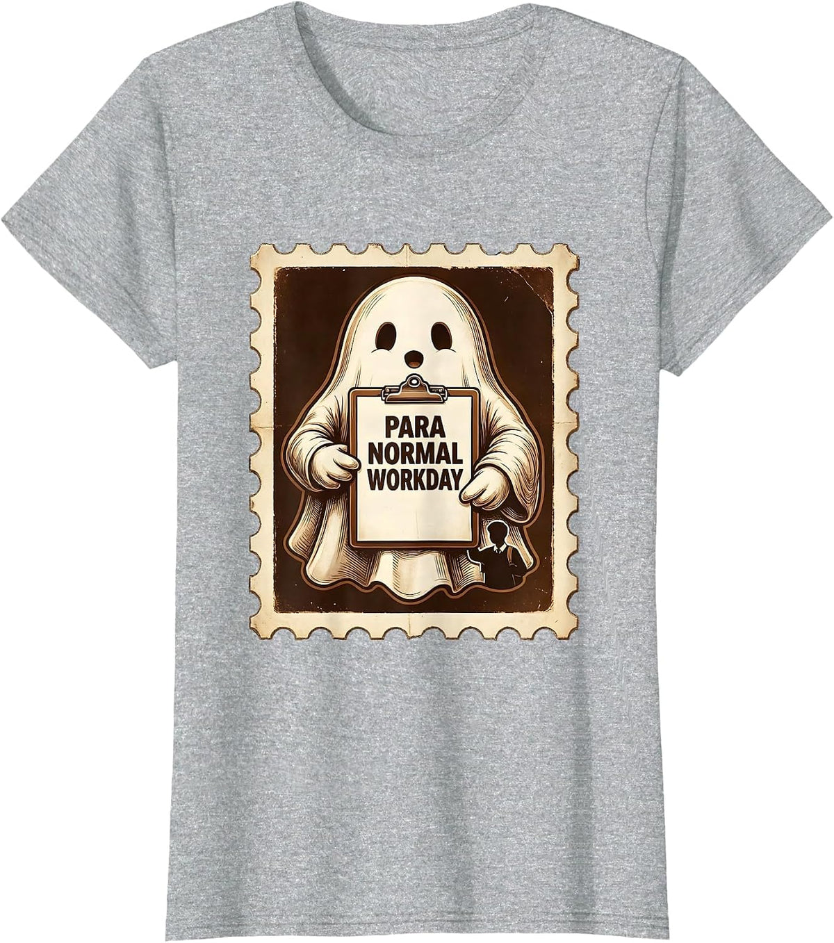 Women's Para Normal Workday Funny Ghost Paraprofessional Halloween T-Shirt - Heather Grey