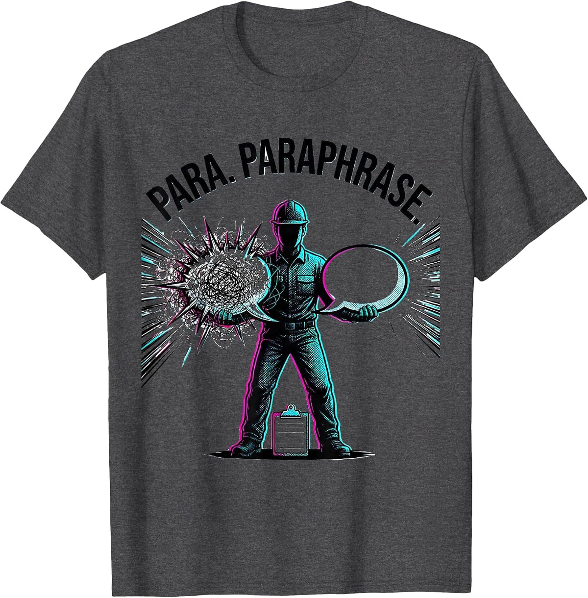 Men's Para Paraphrase Bold Pop Art Funny Paraprofessional Support T-Shirt - Dark Heather Grey