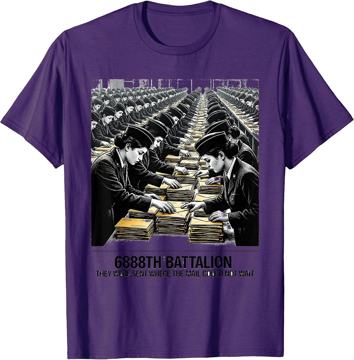 Men's 6888th Battalion WWII Tribute Black Servicewomen T-Shirt - Purple