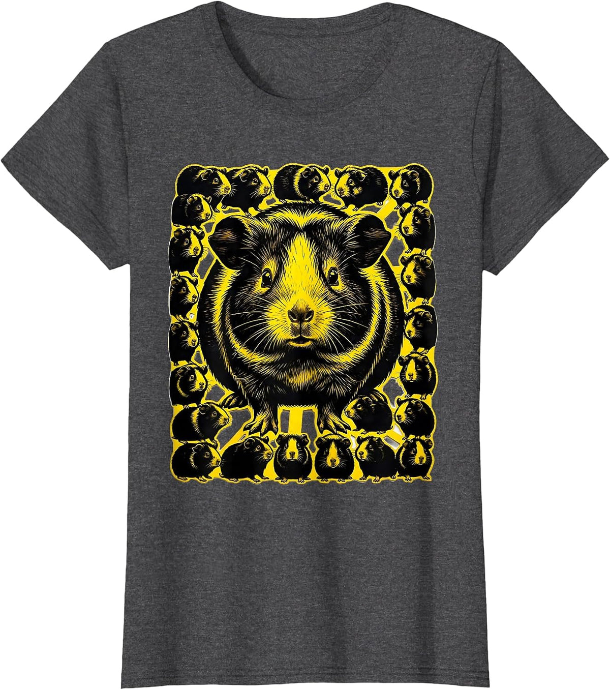 Women's Stencil Guinea Pig Cluster Cute Pet Lover Humor T-Shirt - Dark Heather Grey
