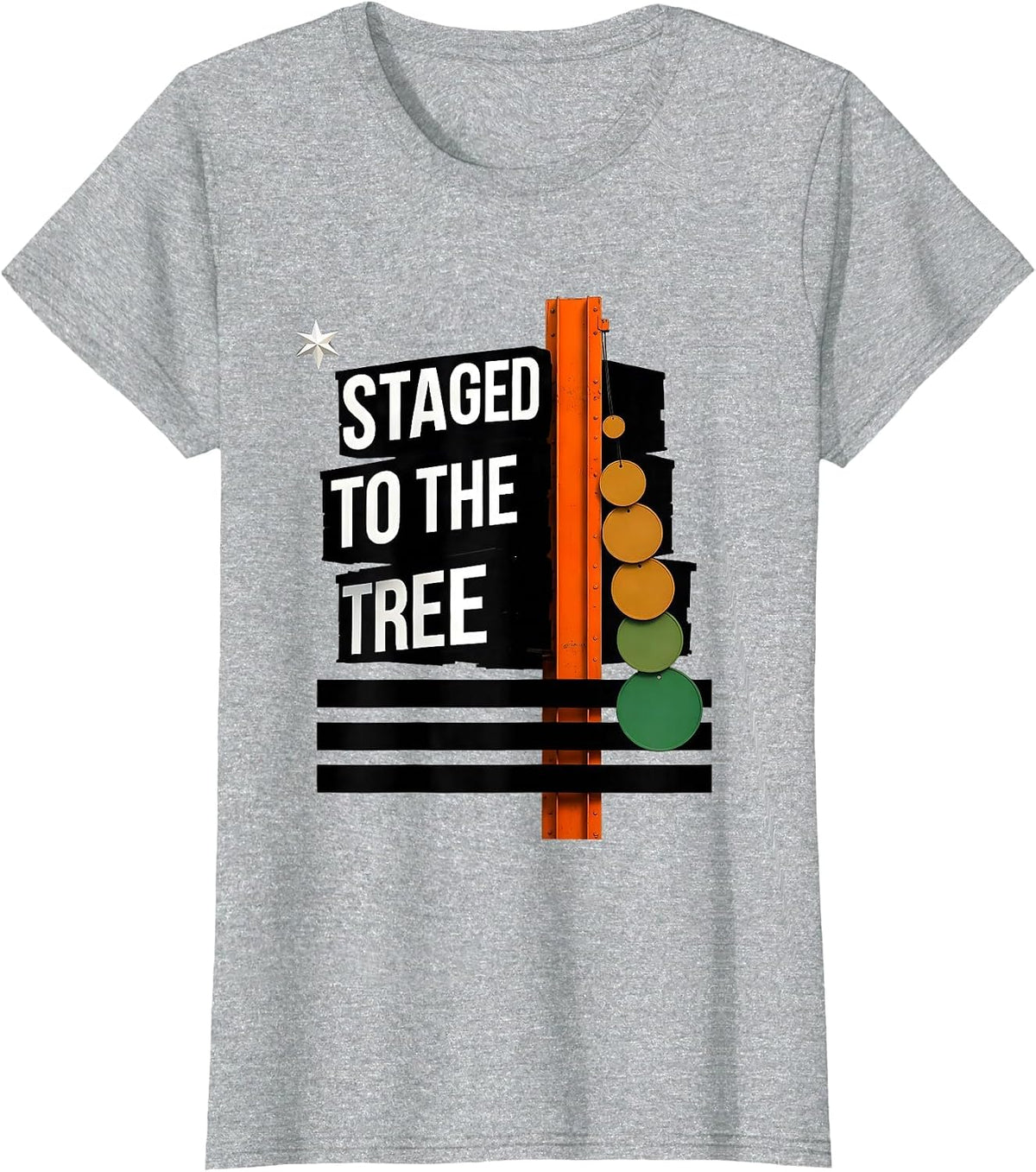 Staged To The Tree Brutalist Graphic American Flag RC Racing T-Shirt - Heather Grey