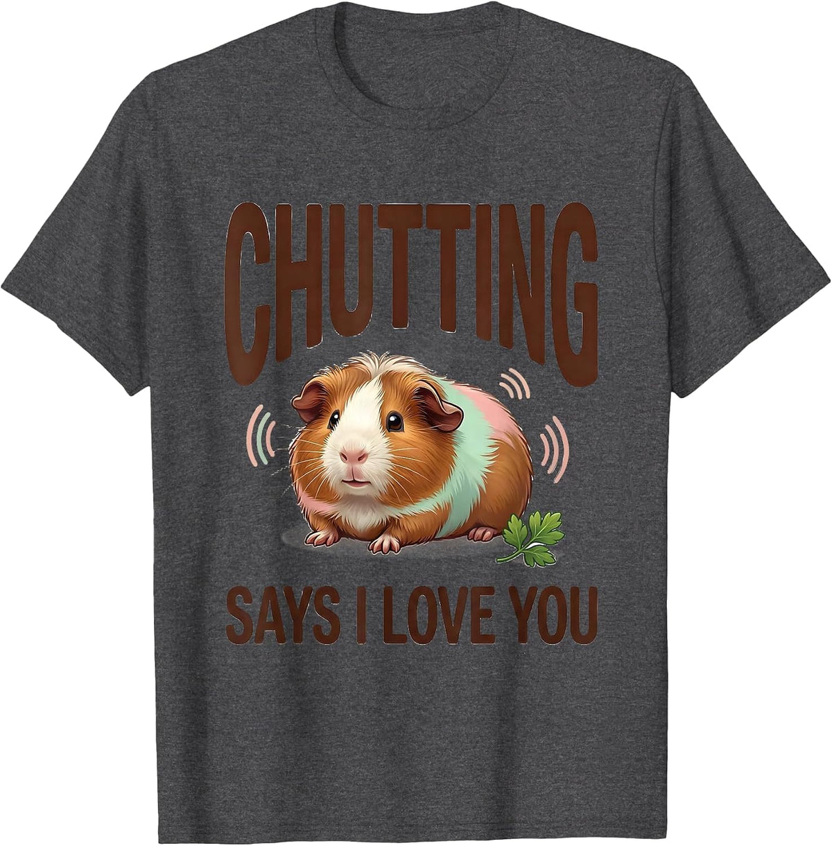 Men's Chutting Says I Love You Cute Kawaii Guinea Pig Lover Gift T-Shirt - Dark Heather Grey