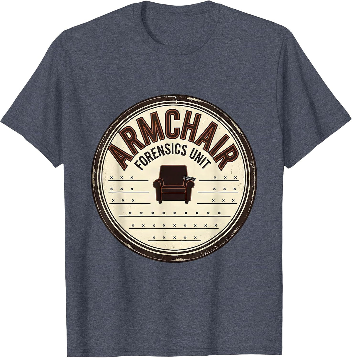 Armchair Forensics Unit Vintage True Crime Couch Detective T-Shirt - Heather Blue