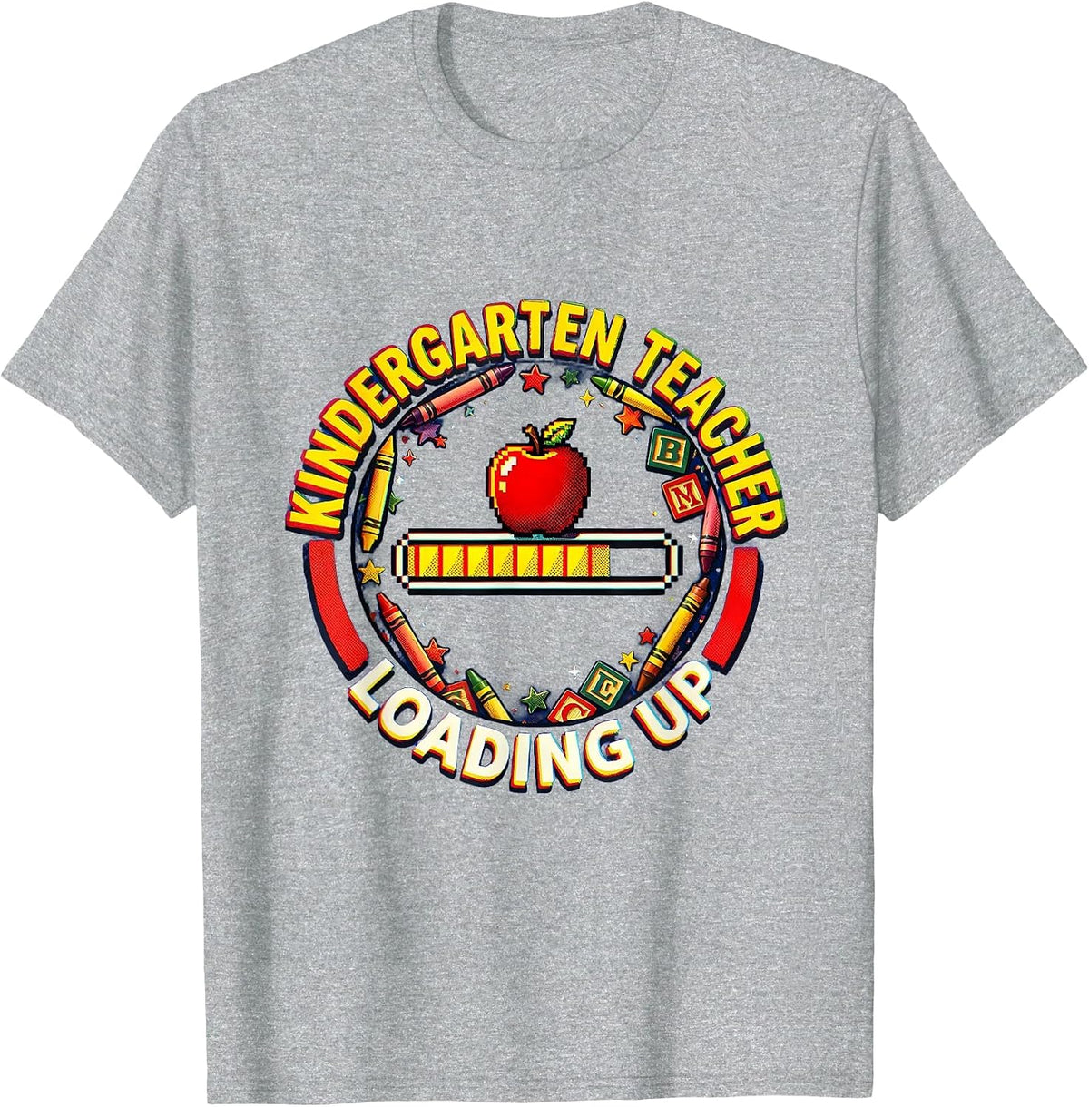 Men's Kindergarten Teacher Loading Up Educator Design T-Shirt - Heather Grey