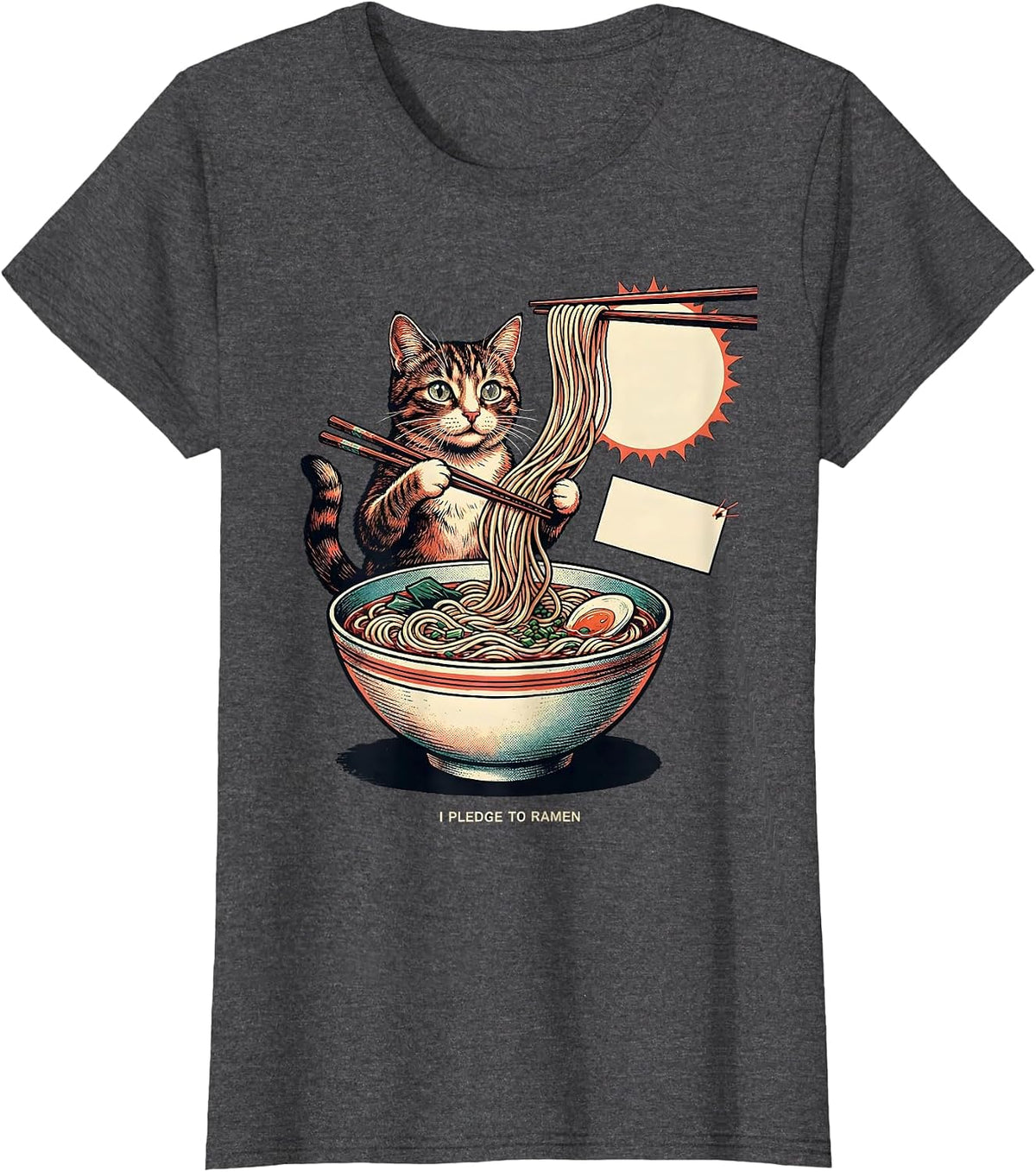 Women's I Pledge To Ramen Funny Cat Anime Kawaii Ramen Lover Gift T-Shirt - Dark Heather Grey
