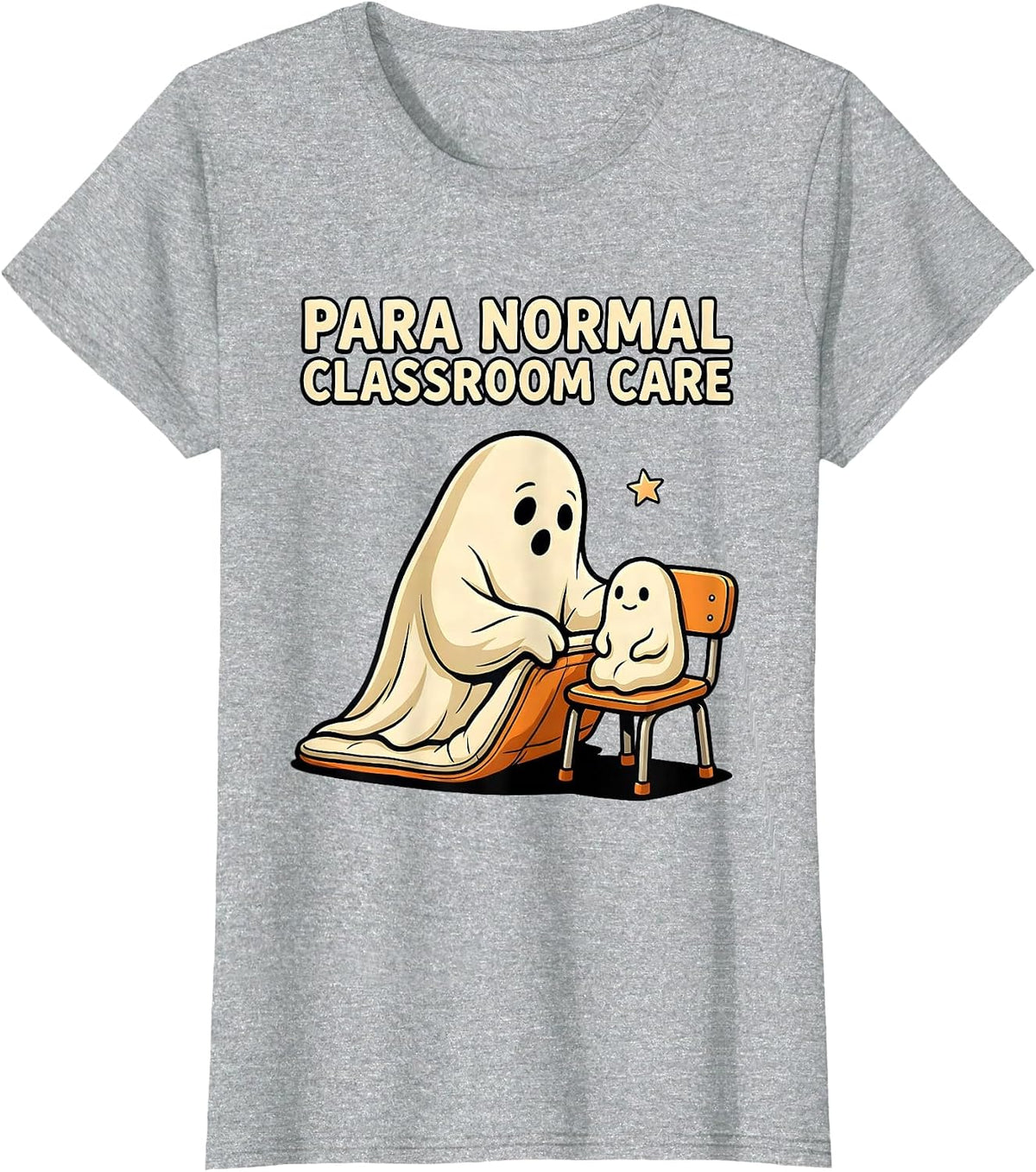Women's Para Normal Classroom Care Funny Ghost Paraprofessional T-Shirt - Heather Grey