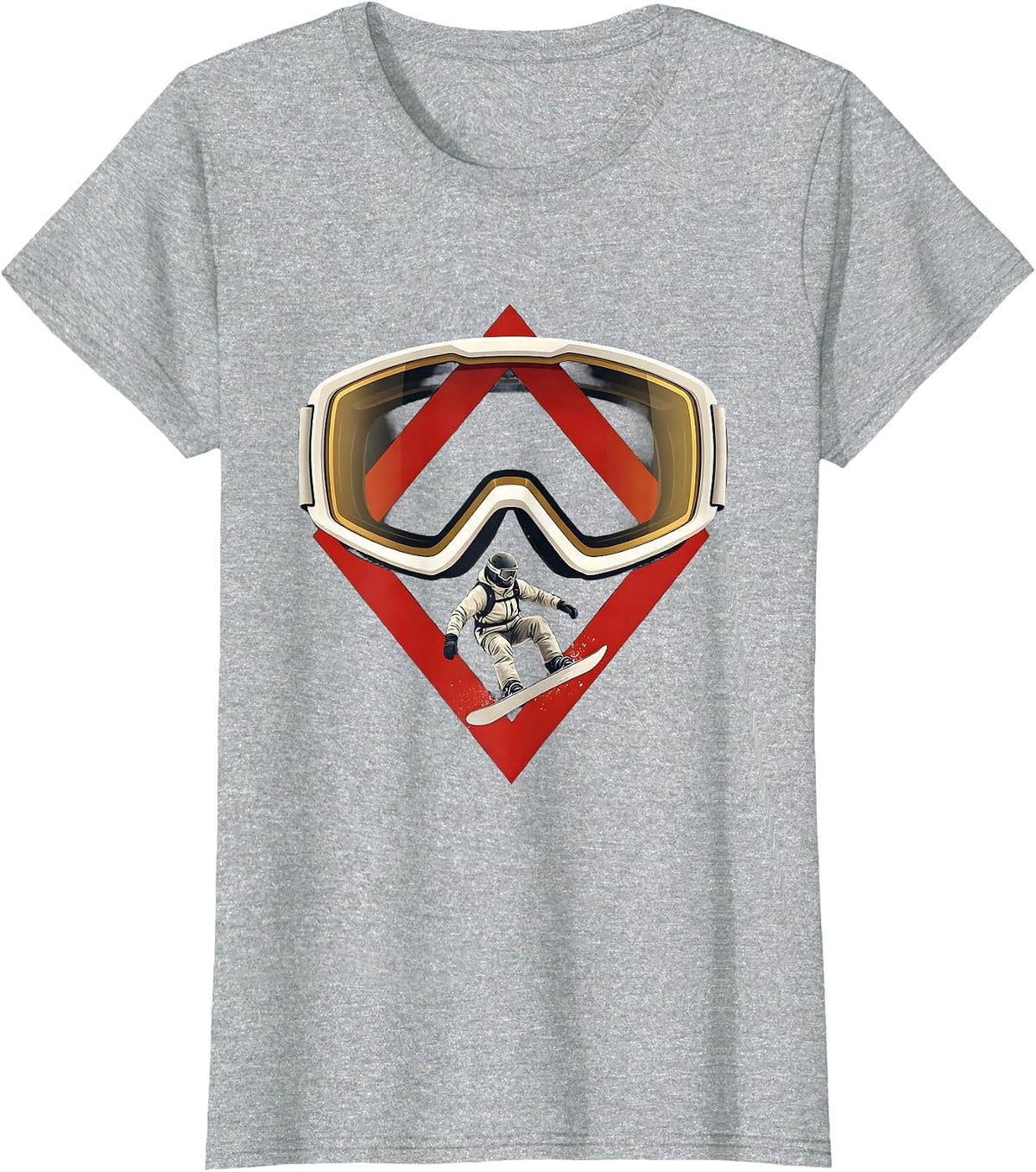 Ski Goggle Double Diamond Snowboard Dad Humor T-Shirt - Heather Grey