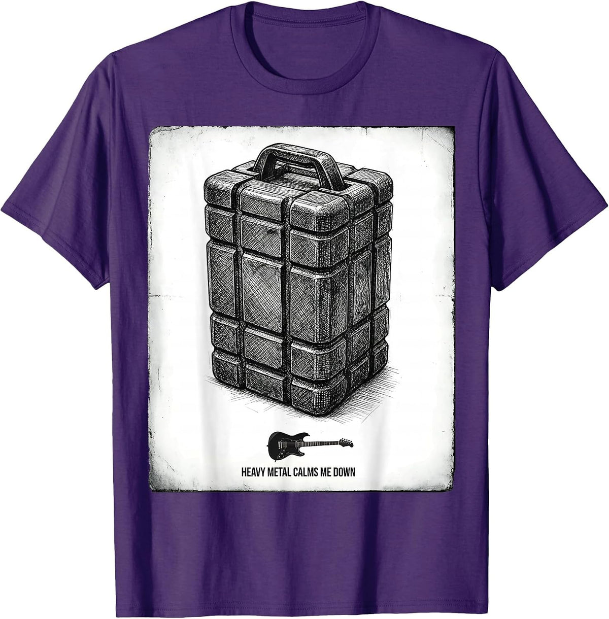 Heavy Metal Calms Me Down Funny Metal Fan Pun Humor T-Shirt - Purple
