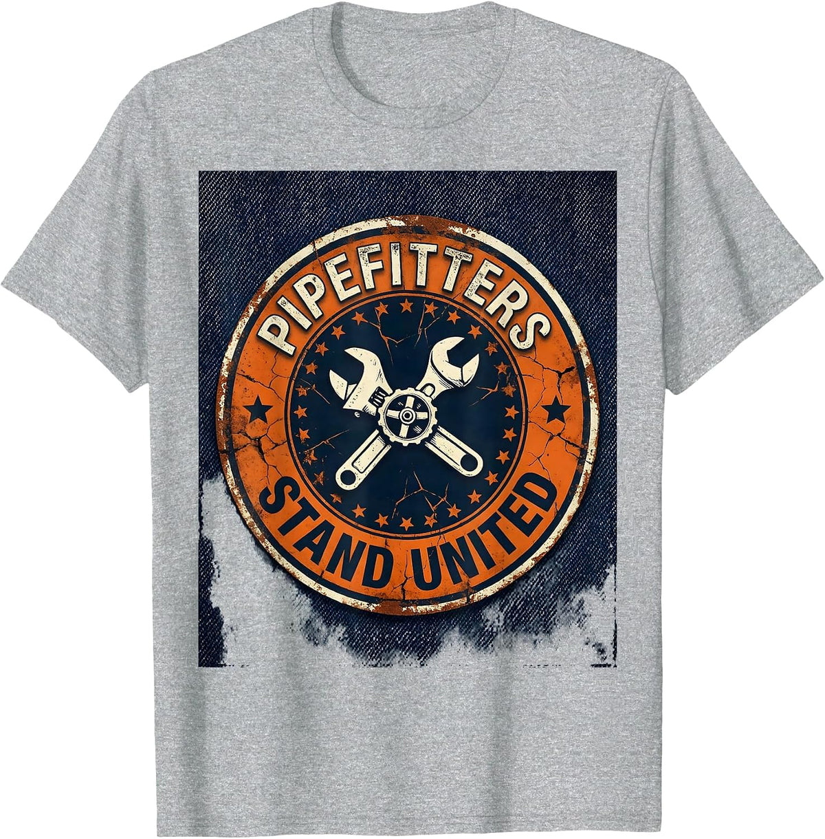 Men's Pipefitters Stand United Distressed Union Worker Solidarity T-Shirt - Heather Grey