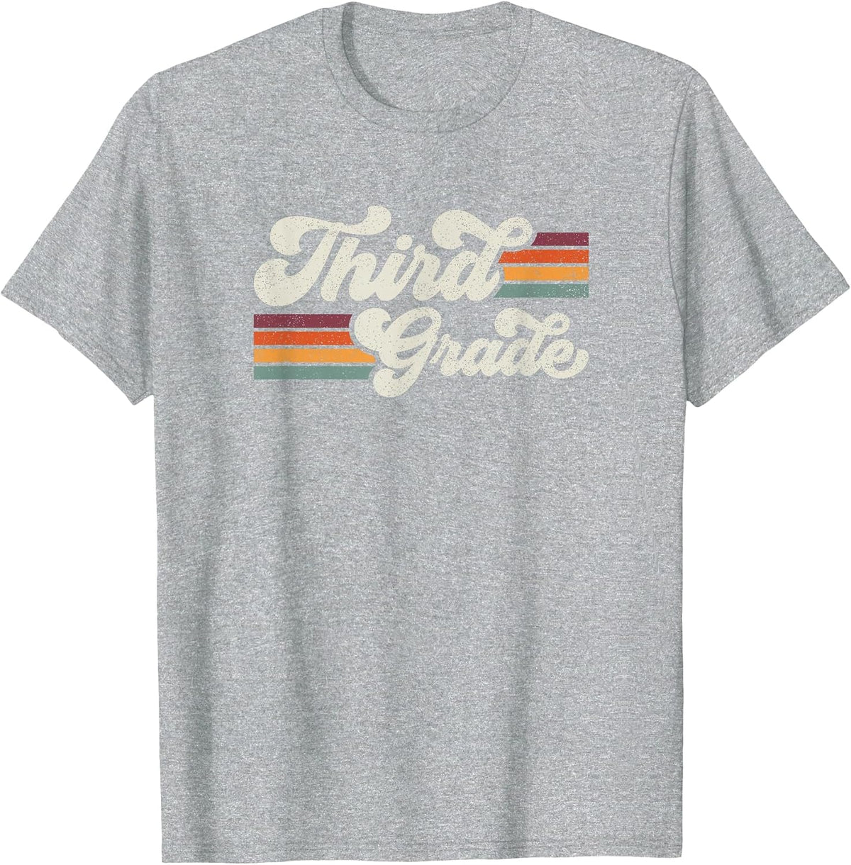 Retro Third Grade Teacher Back to School T-Shirt - Heather Grey