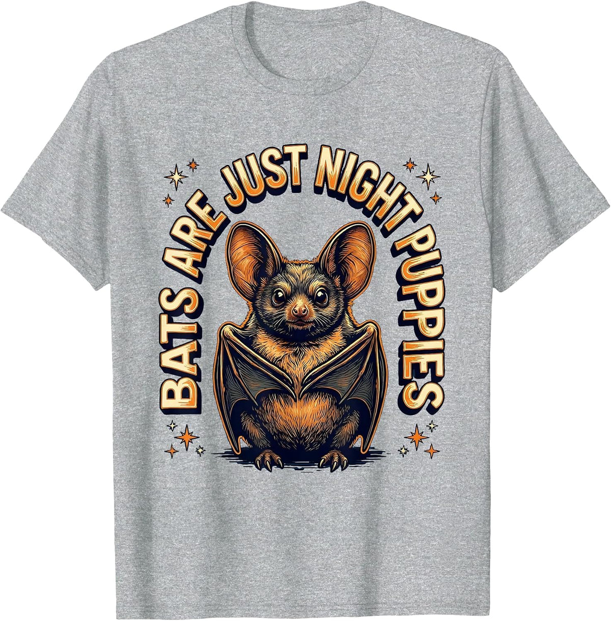 Men's Bats Are Just Night Puppies Funny Bat Lover Halloween Humor T-Shirt - Heather Grey