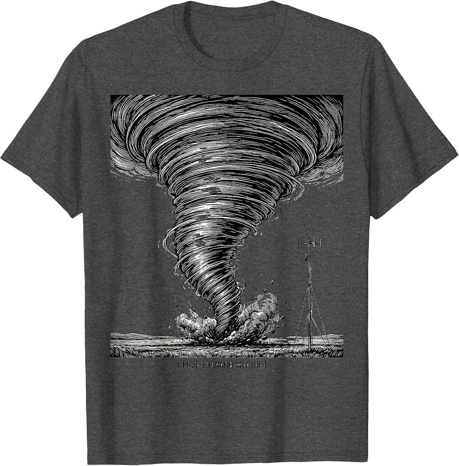 Men's I Love Tornado Weather Funny Storm Chaser Meteorology T-Shirt - Dark Heather Grey