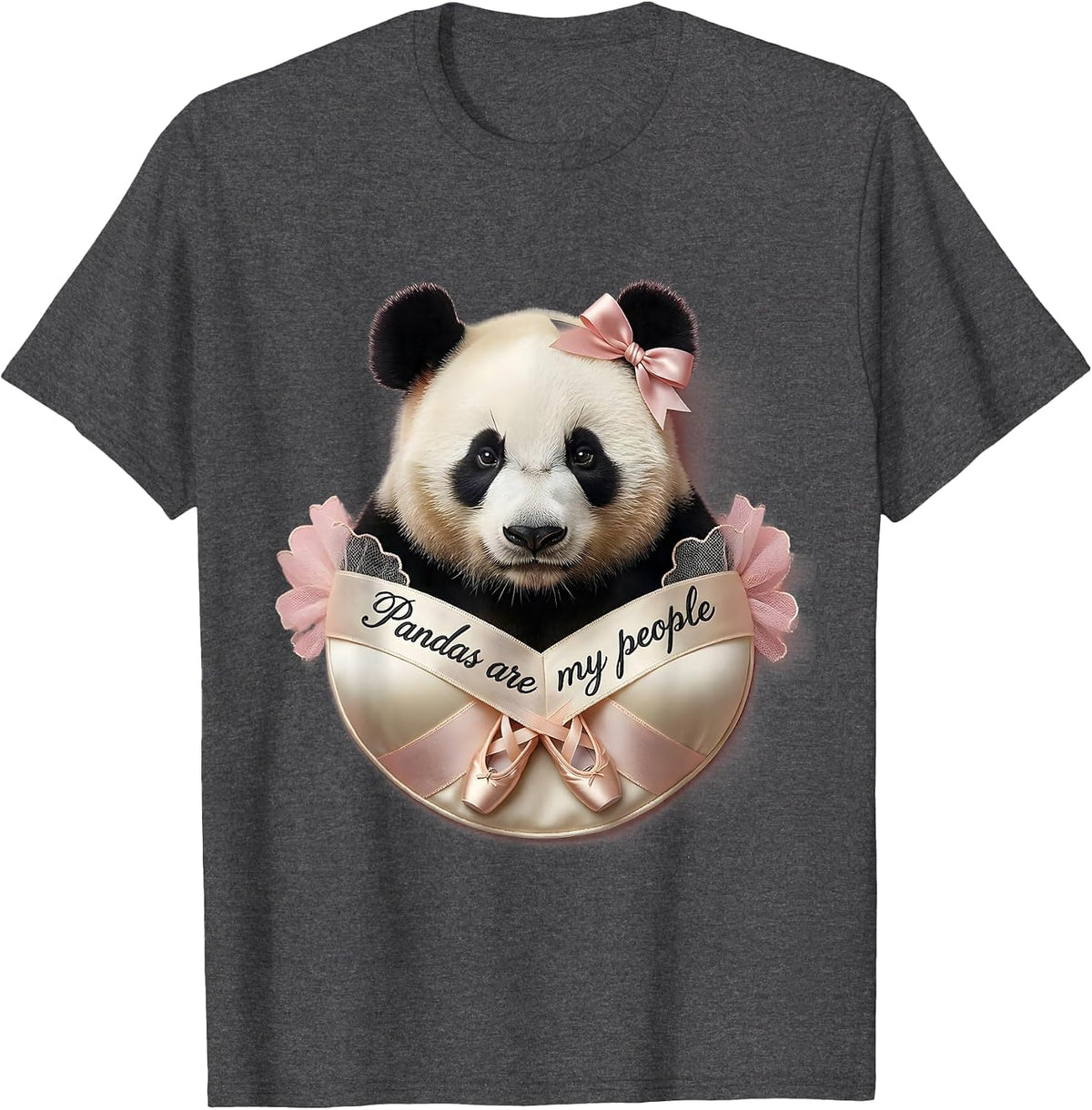 Men's Pandas Are My People Panda Lover Design T-Shirt - Dark Heather Grey
