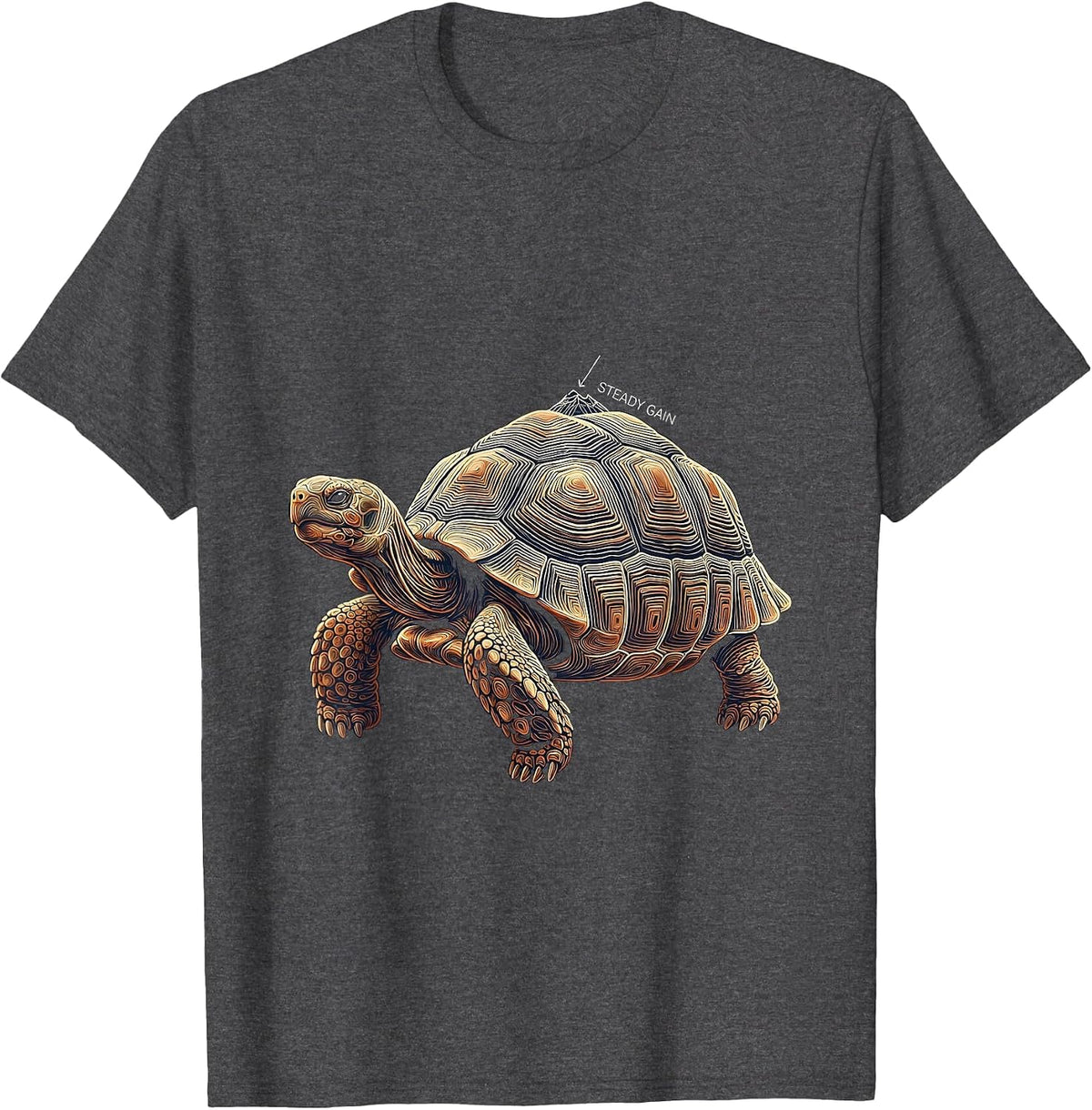 Steady Gain Topographic Contour Tortoise Lover Gift T-Shirt - Dark Heather Grey